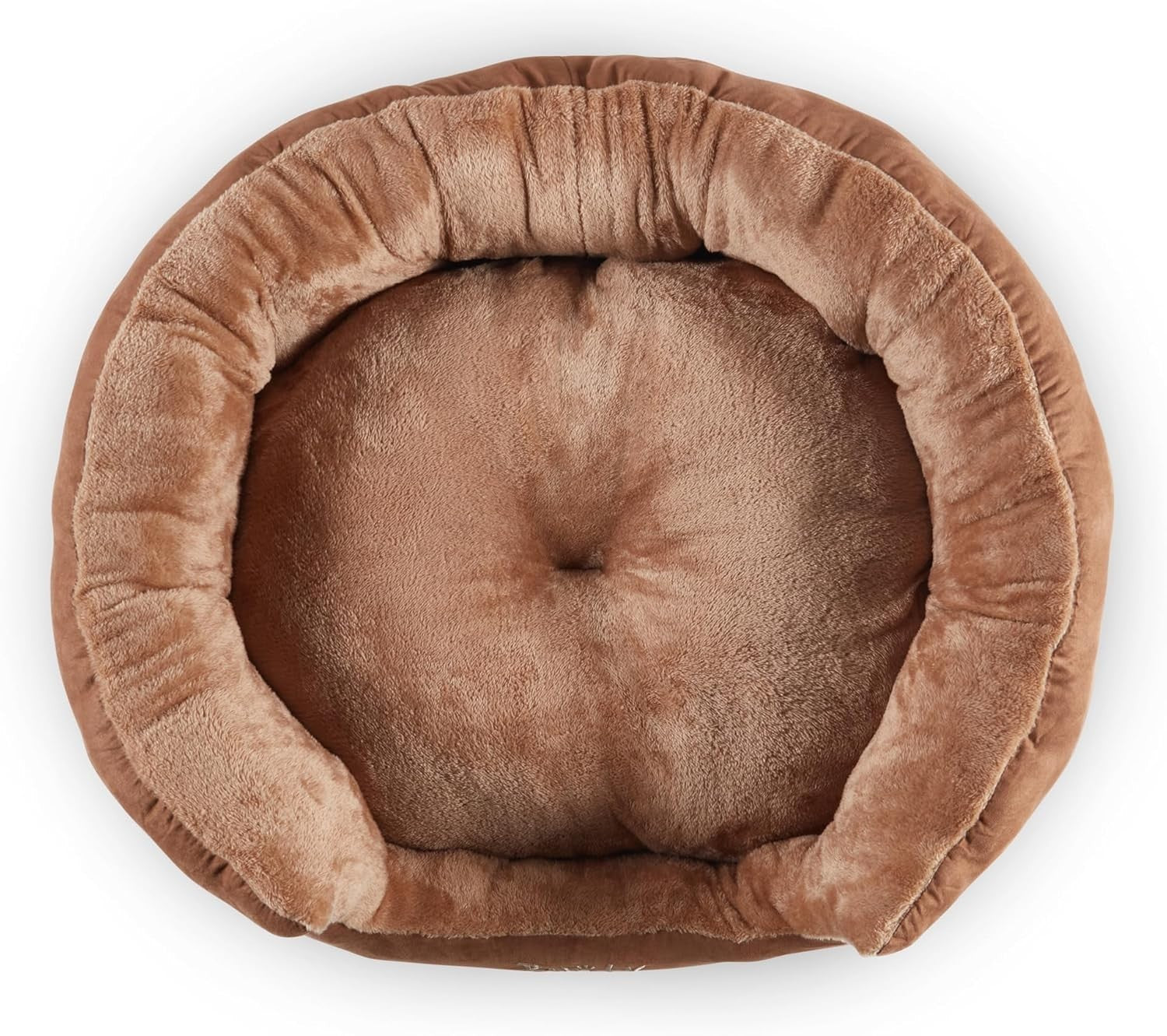 XL Calming Dog Bed 90x70x28cm Fluffy Fleece Washable Brown