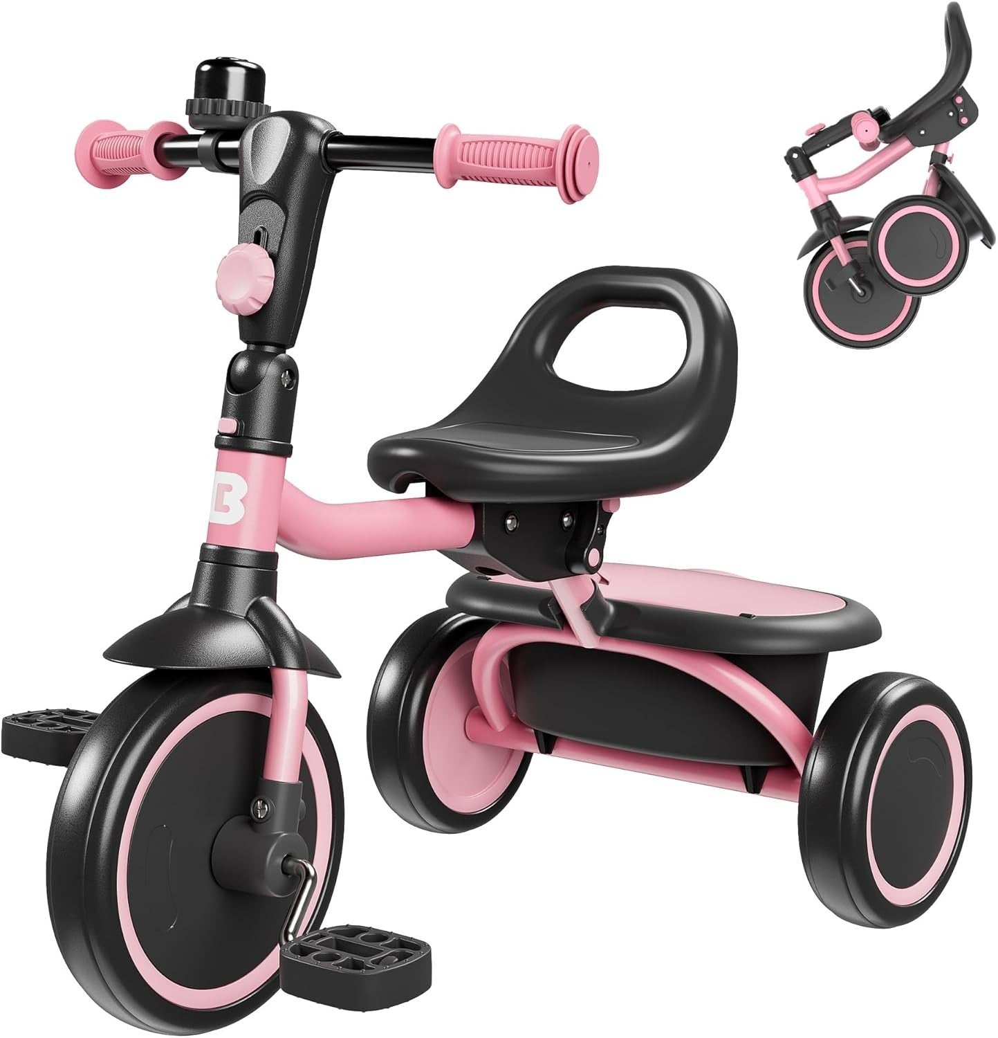 Kids Tricycle Toddler Trike Foldable Balance Bike Pink Age 18M-5Y