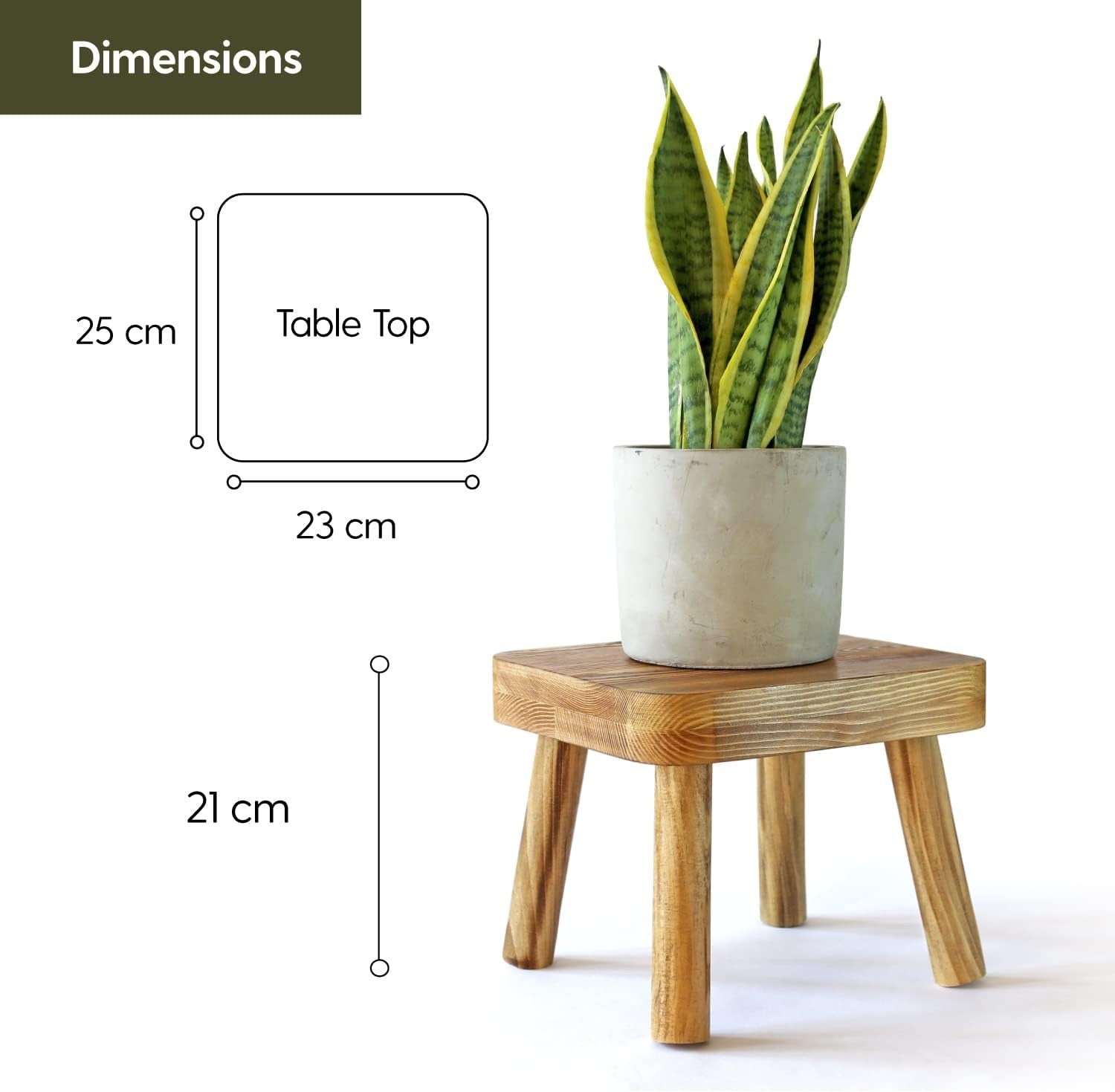 Small Wooden Stool | Rustic Plant Stand & Bedside Table for Home Décor