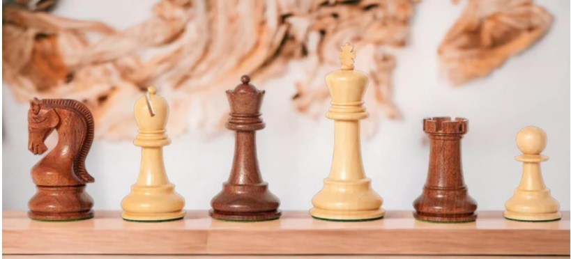 Luxury Acacia Mahogany Chess Set with Weighted Pieces & Storage Combo