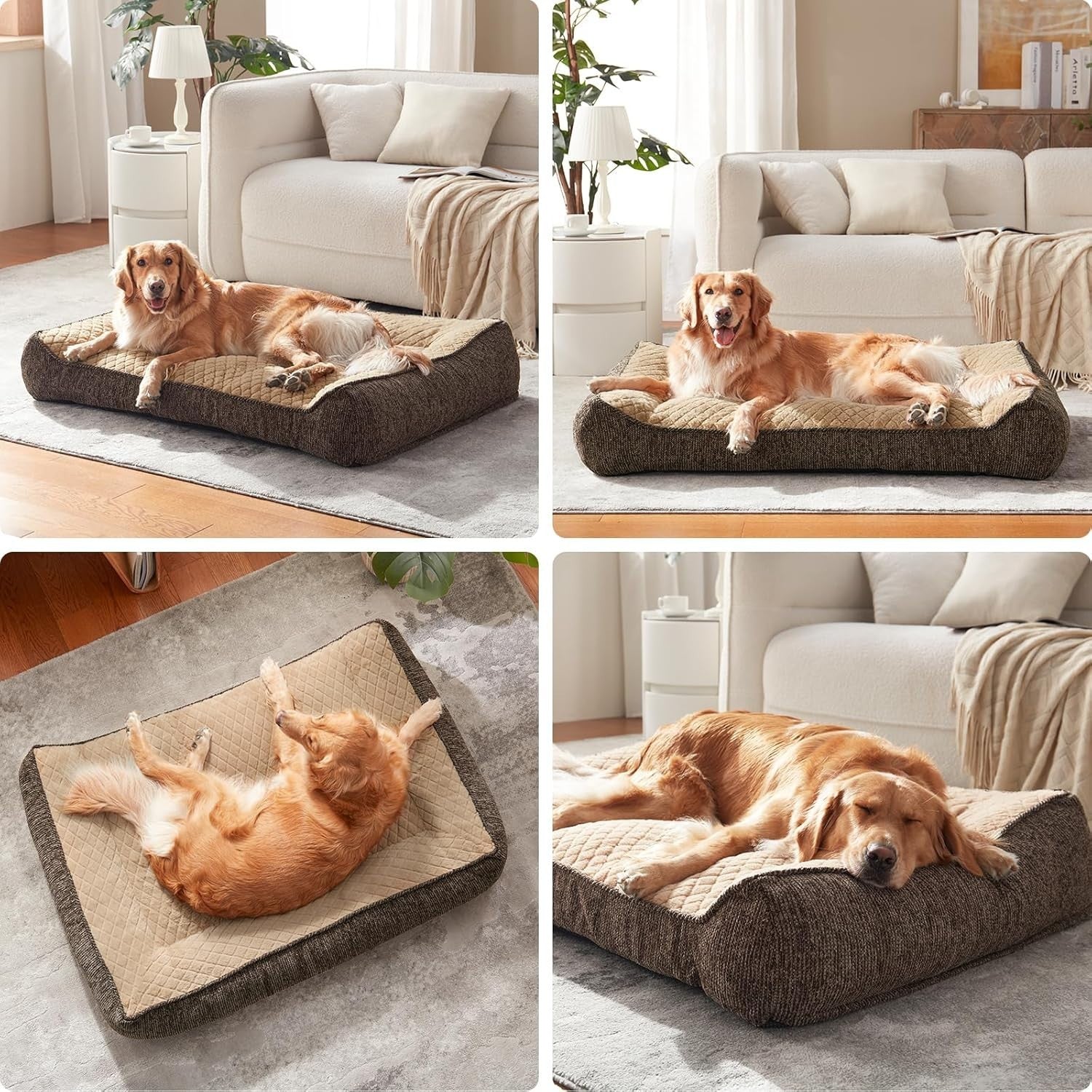 Large Orthopedic Dog Sofa Bed 89x64cm Thick Washable Brown