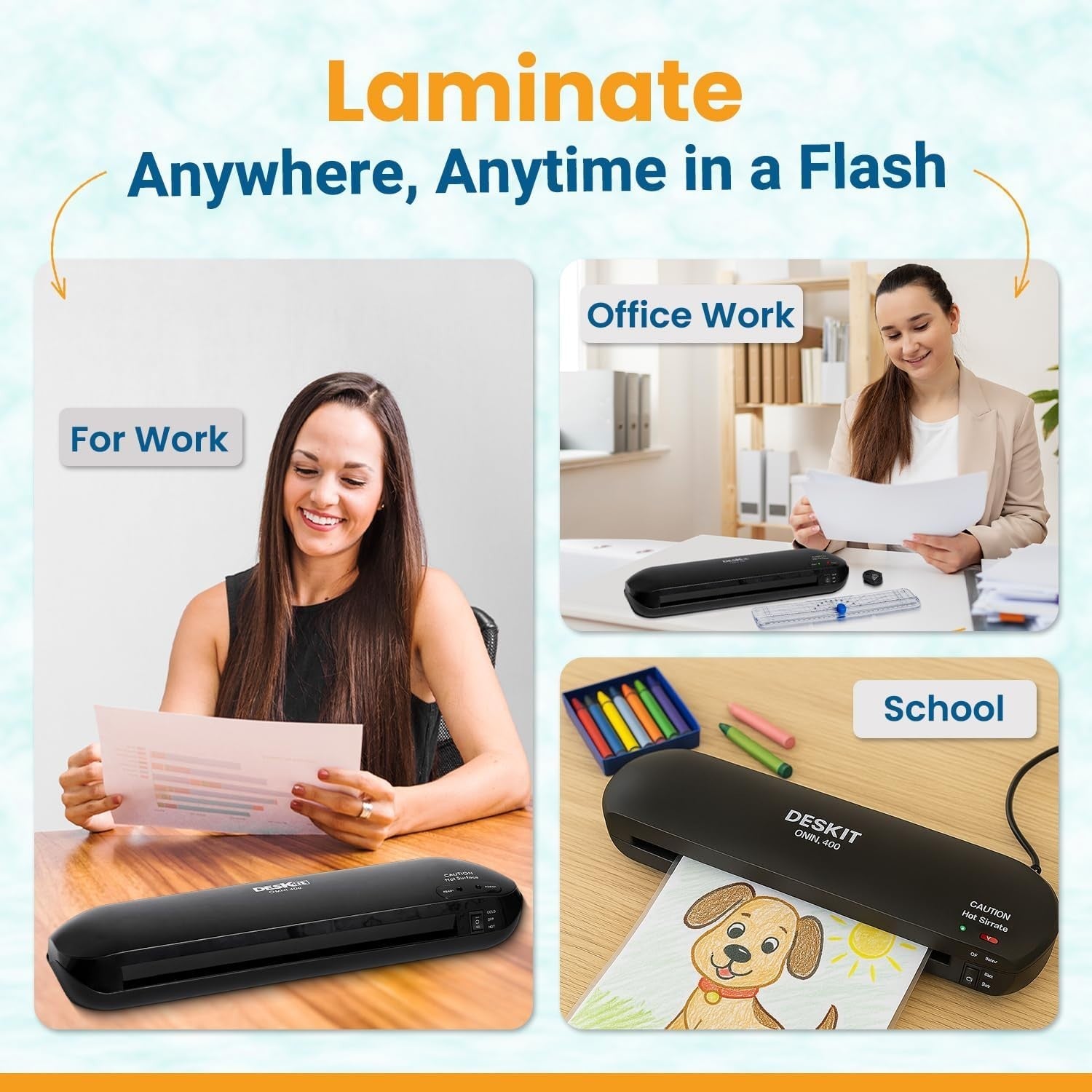 A3 A4 Compact Laminator 4-in-1 Fast Warm Up Anti Jam Home Office