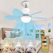 30W Ceiling Fan with Lights Dimmable 6 Blades 3 Colors 3 Speeds Blue