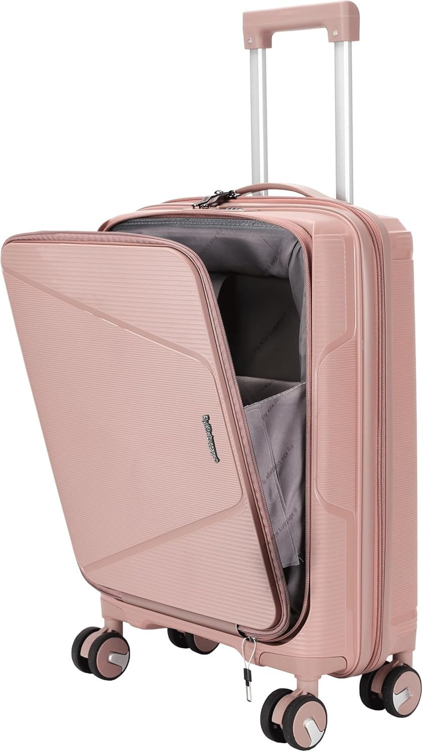 20 Inch Cabin Suitcase Hard Shell TSA Lock Spinner Wheels Front Pocket