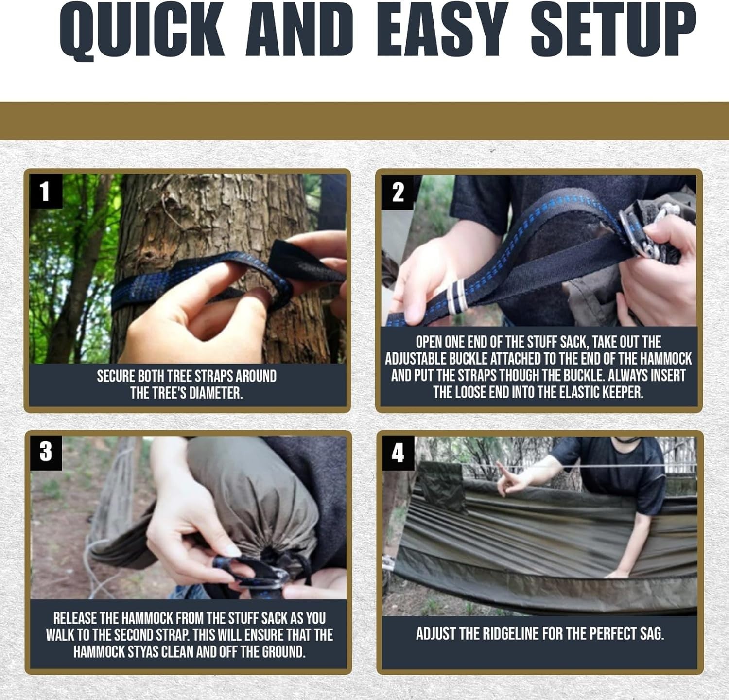 Camping Hammock w/ Mosquito Net 500lbs 11FT | Lightweight, Ripstop Nylon