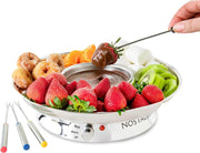 Electric Fondue Pot Set Chocolate Cheese Warmer Forks 10oz White