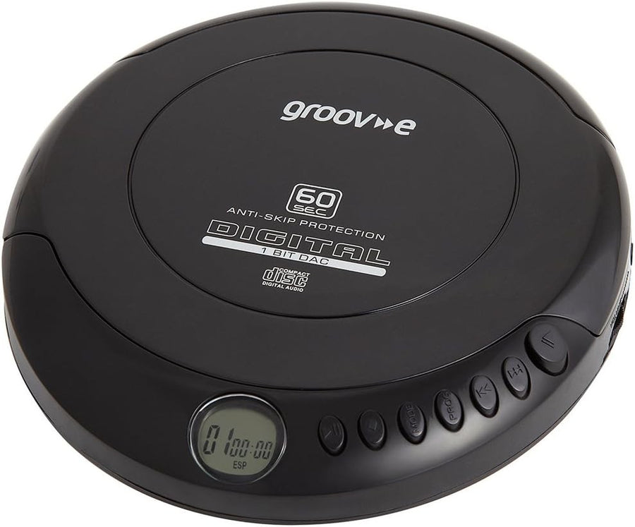 Retro Portable CD Player Anti Skip Programmable Earphones Included Black