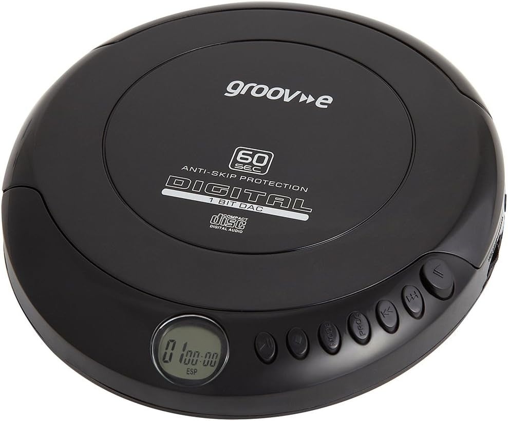 Retro Portable CD Player Anti Skip Programmable Earphones Included Black