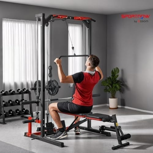 Multi-Function Power Rack Black with Pull Up Bar & Cable System