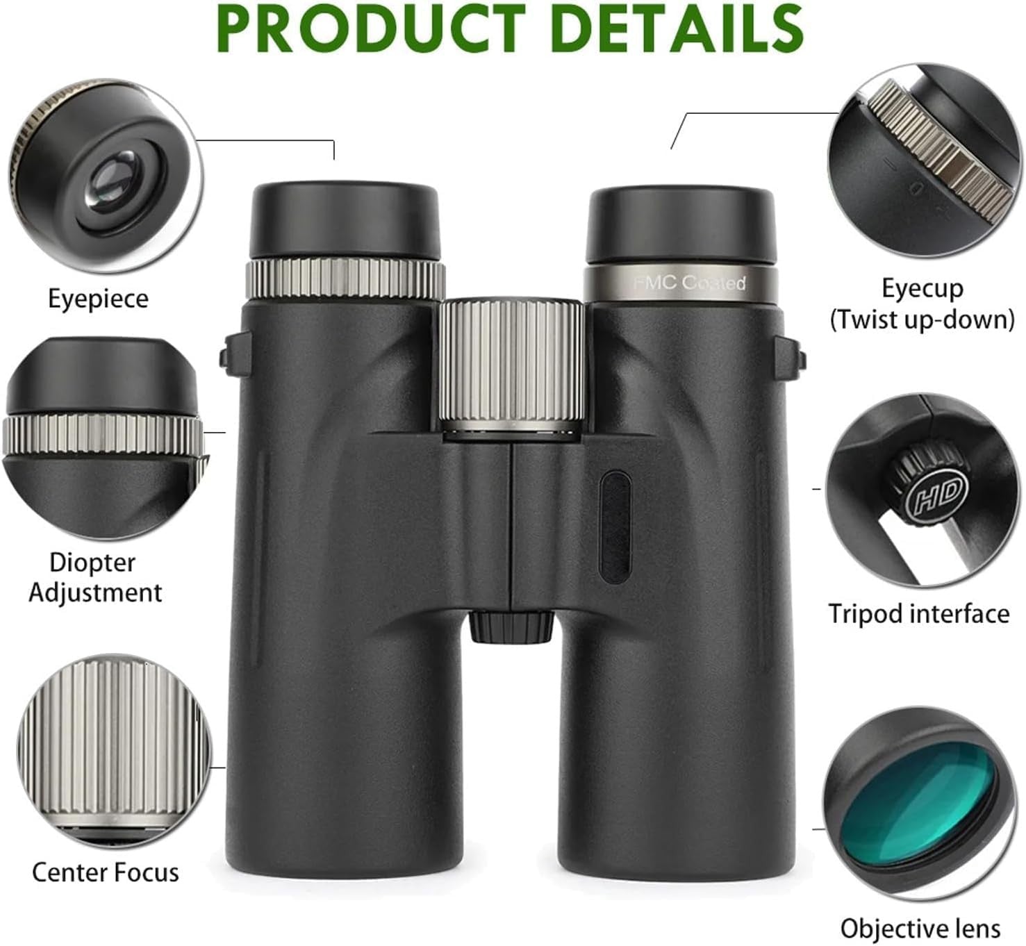 12x42 Waterproof HD Binoculars High Power Wide View for Birdwatching Travel