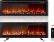 Electric Fireplace 40" Wall Mounted Heater WiFi LED Flame Remote Log Set