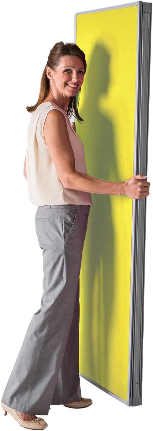 5 Panel Folding Room Divider 180cm Height Yellow Privacy Screen Office Display