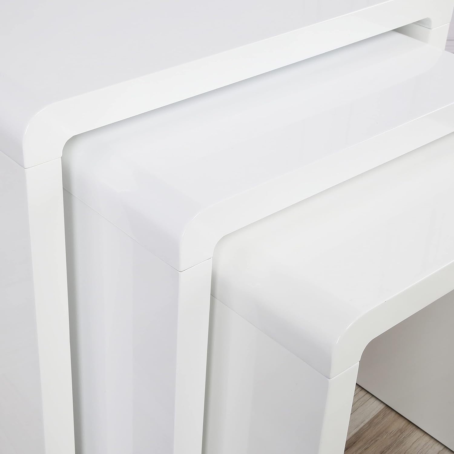 White High Gloss Coffee Table Set of 3 Nesting Living Room Side End Tables