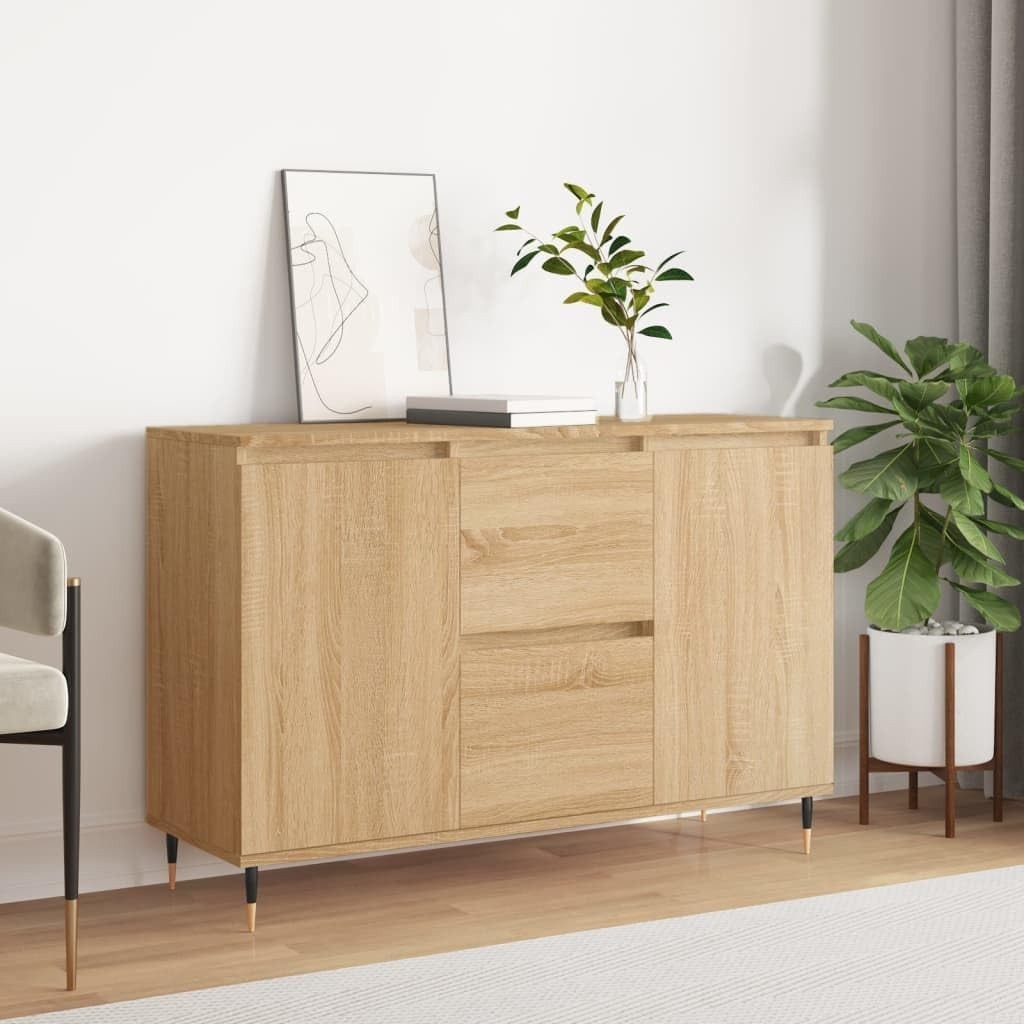 Sonoma Oak Sideboard Storage Cabinet with Iron Legs | Dent Resistant, Stylish