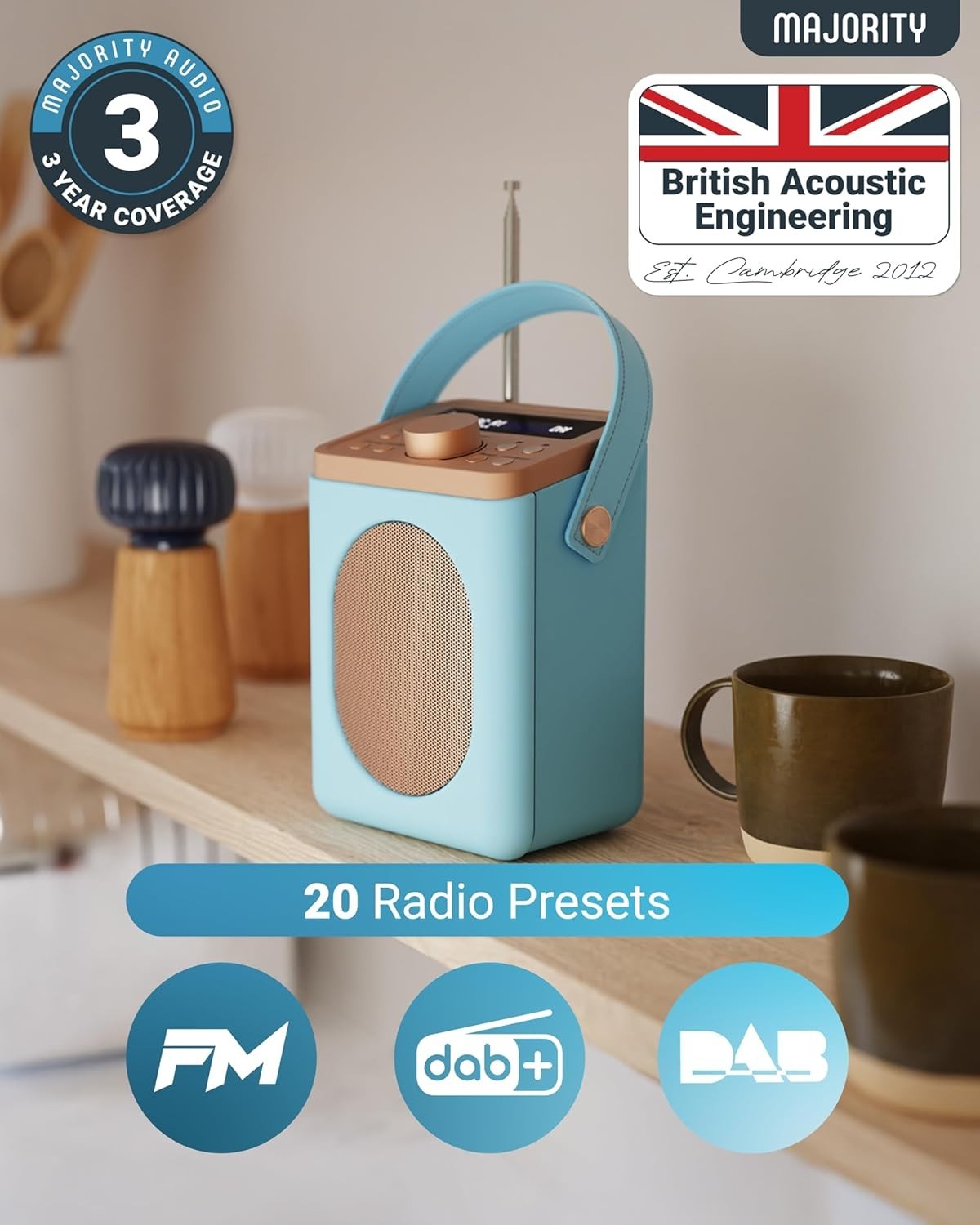 Portable DAB+ FM Radio Bluetooth | 15H Battery | Dual Alarm Duck Egg