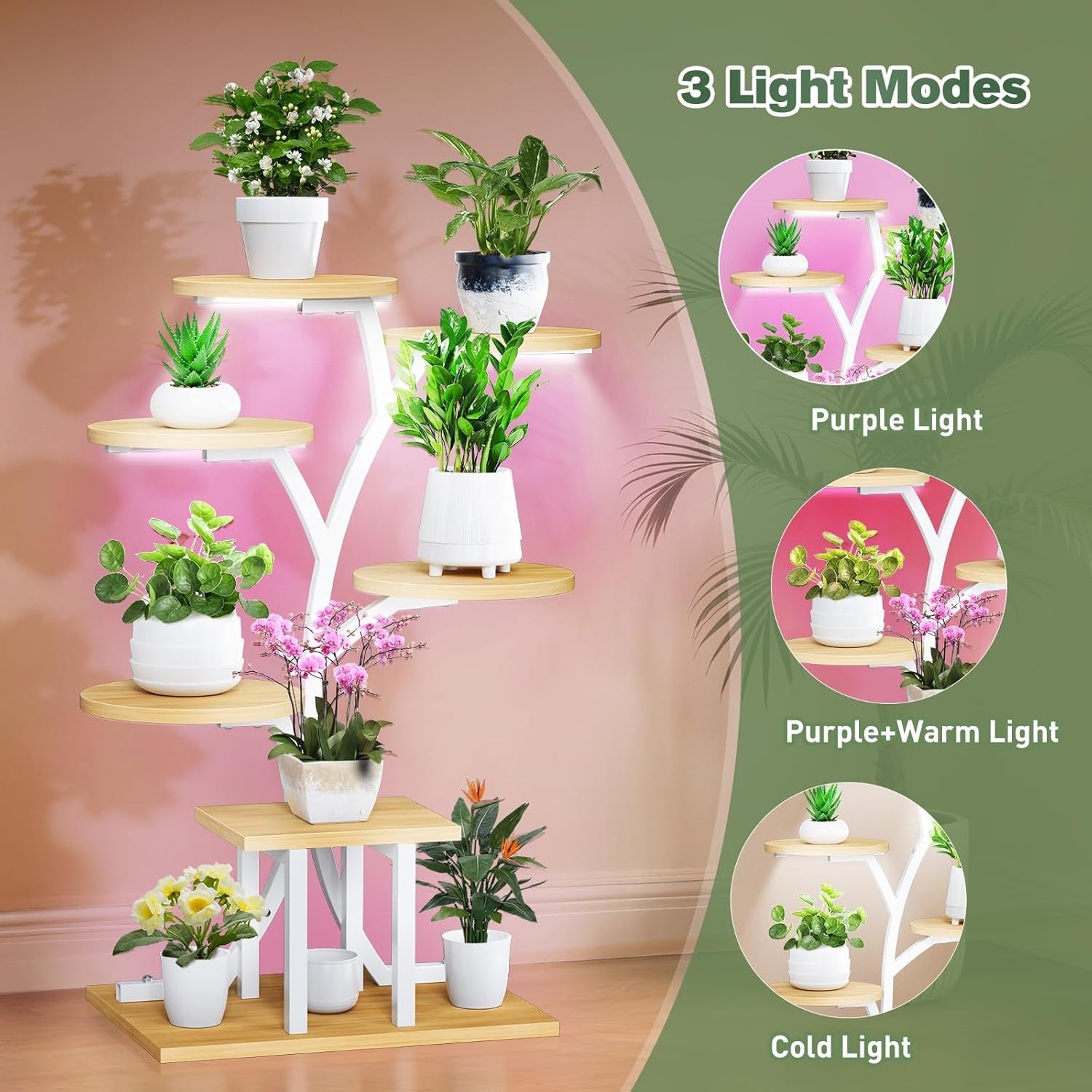 7 Tier Plant Stand with Grow Lights Indoor Metal Flower Shelf Rack for Home Deco