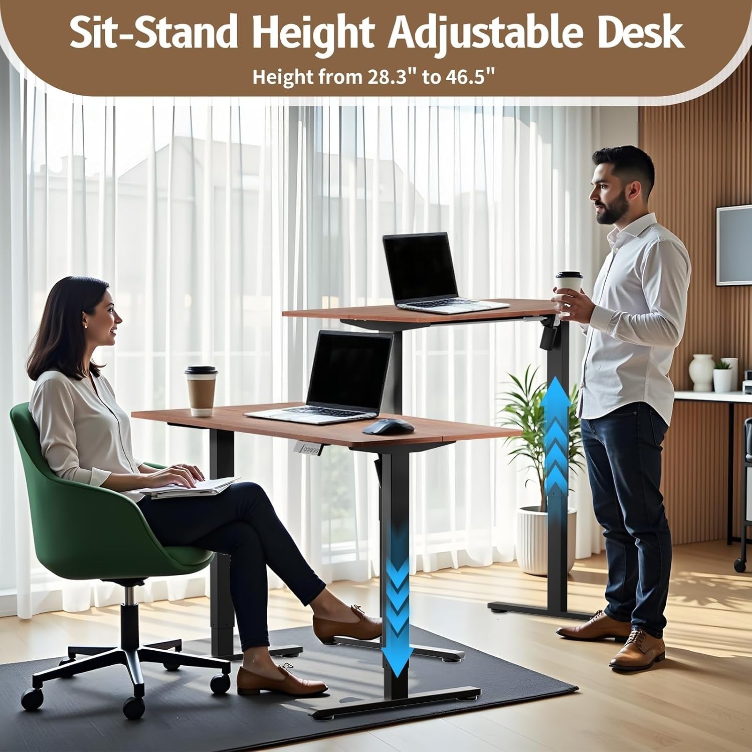 Electric Height Adjustable Standing Desk 120x60cm Ergonomic Sit Stand Table