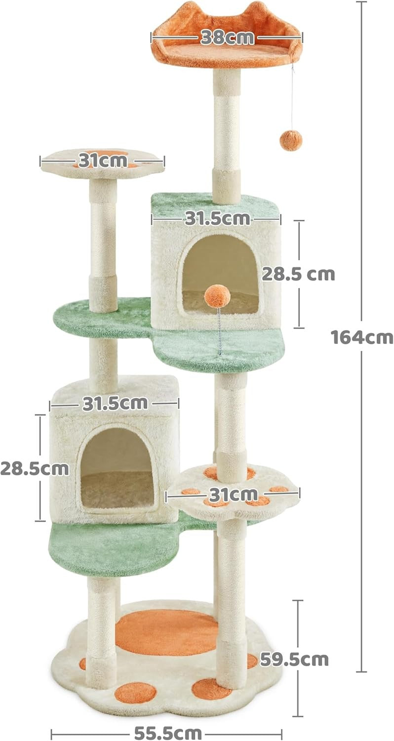 Cat Tree 165cm Tall Tower With Condo Scratching Posts Perches & Hanging Toys