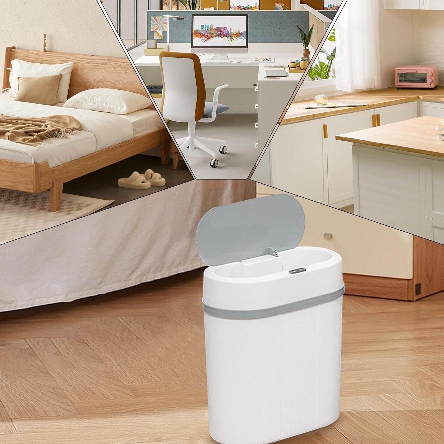 Touchless Motion Sensor Trash Can Slim Electric Kitchen Bathroom Bin