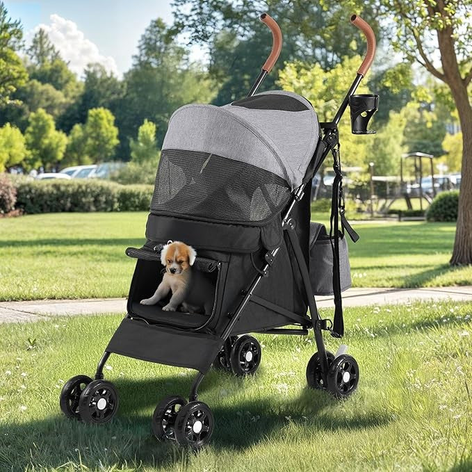 Dog Stroller Folding Pet Pushchair 4 Wheel Travel Pram Medium Dogs 22kg