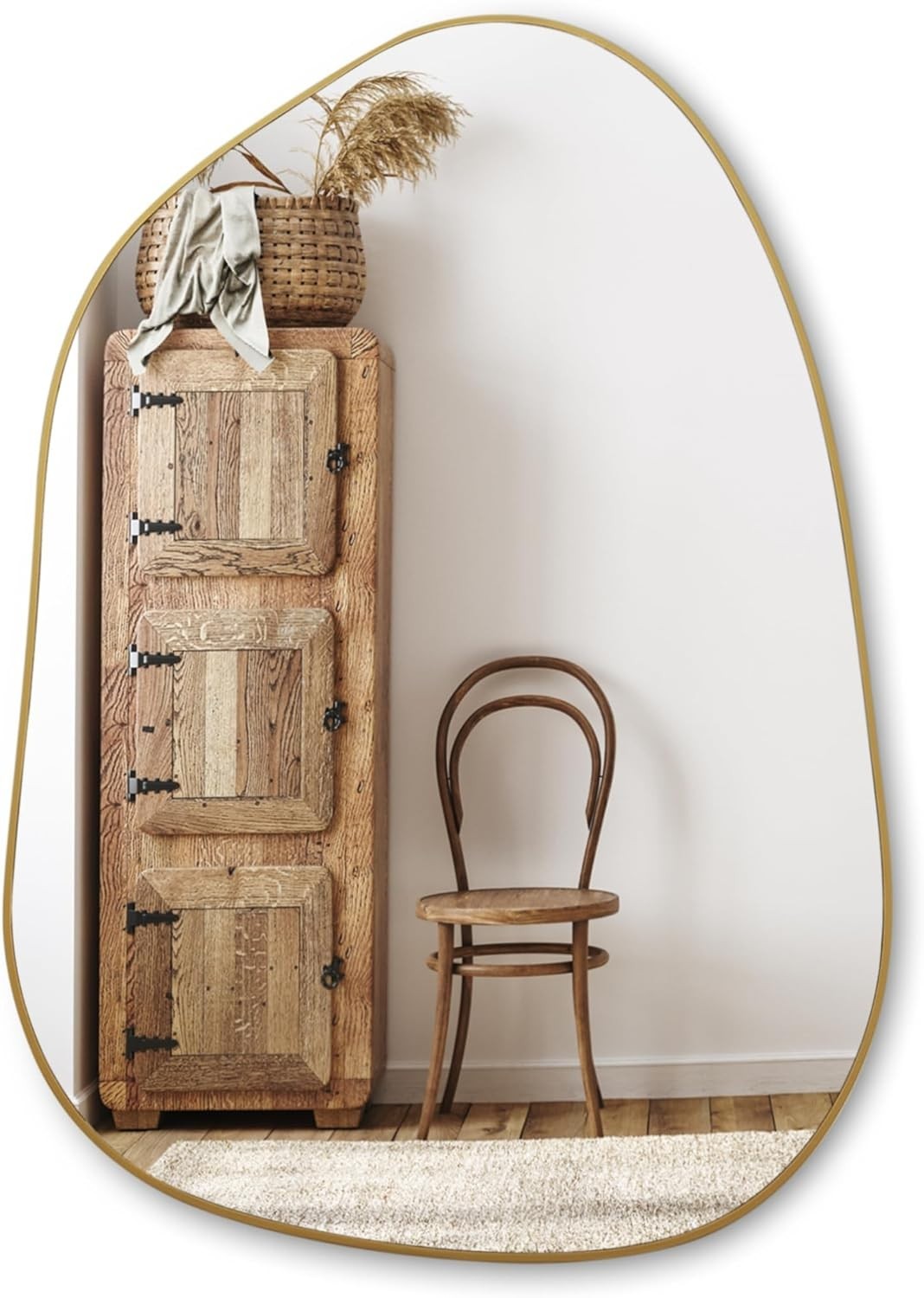 Gold Irregular Wall Mirror 69x48cm Modern Boho Decor for Entryway