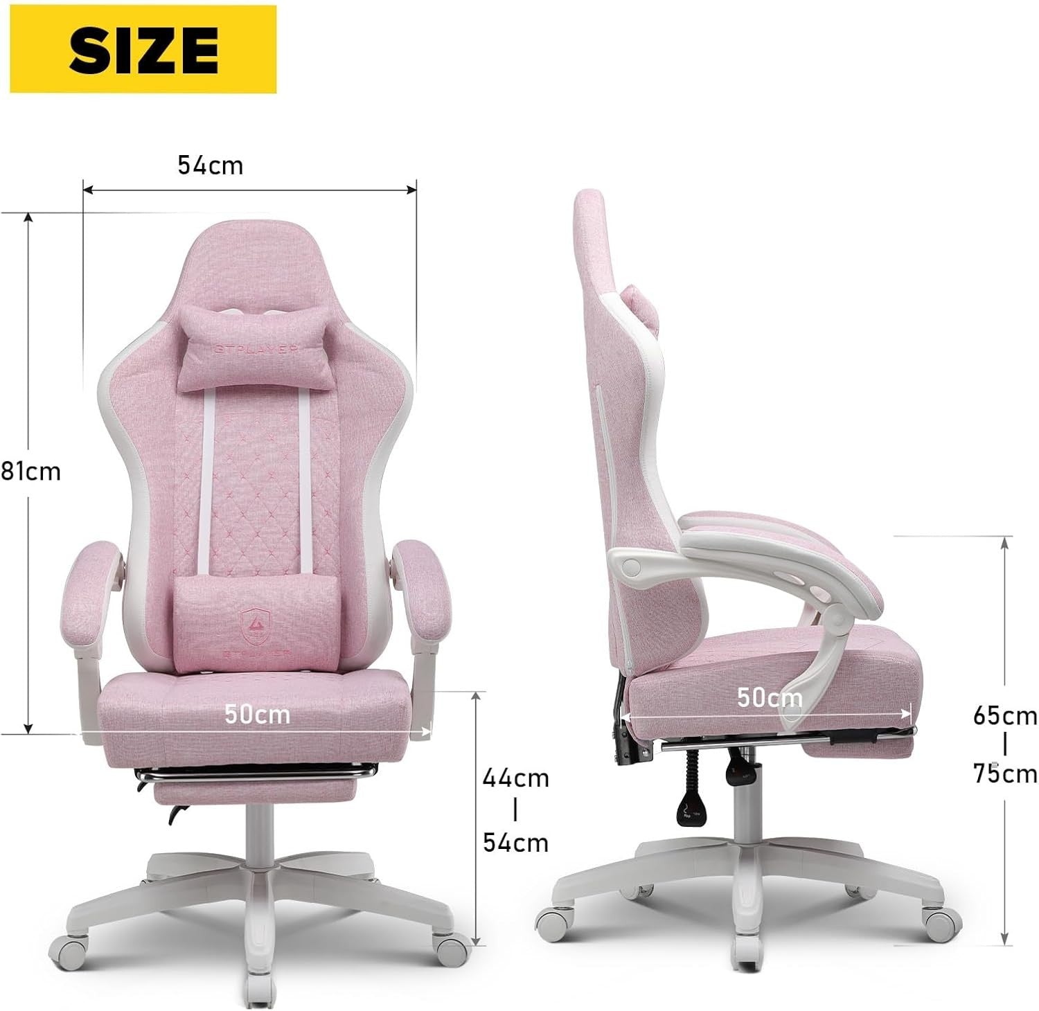 Big & Tall Gaming Chair Pink White Ergonomic Swivel Recliner Footrest 150KG Max