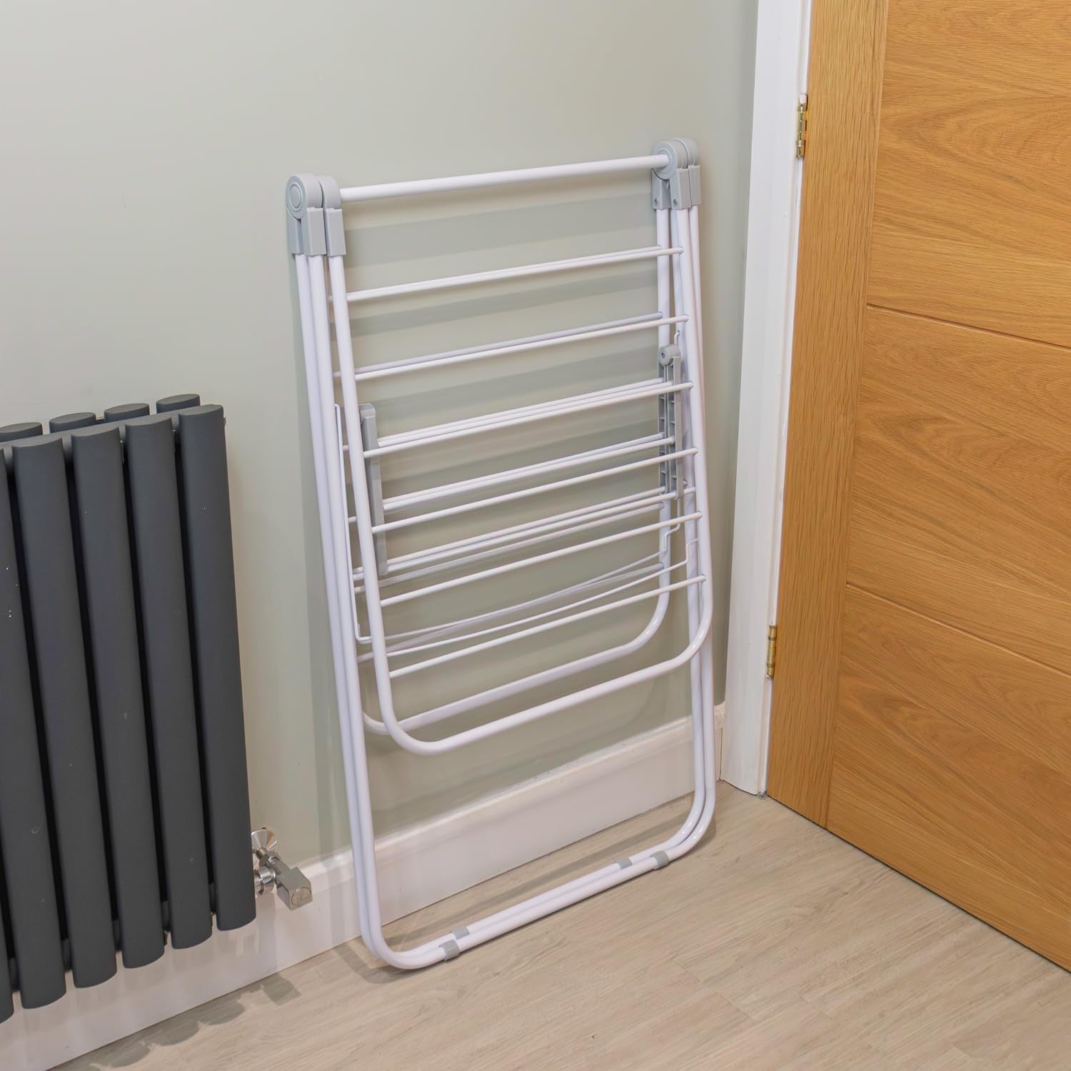 2 Tier Over Door Clothes Airer Drying Rack Space Saving 8.5m White