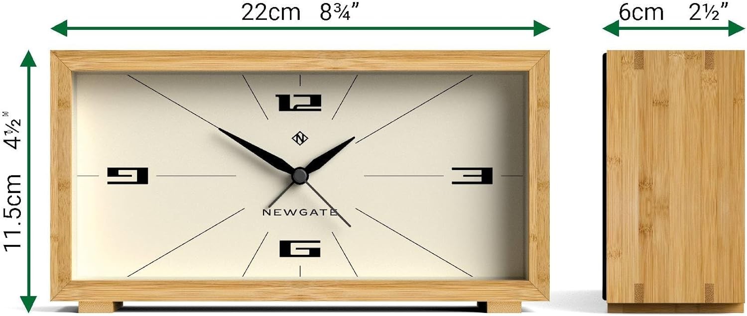 Silent Analogue Alarm Clock Bamboo Case Modern Bedside Desk Clock