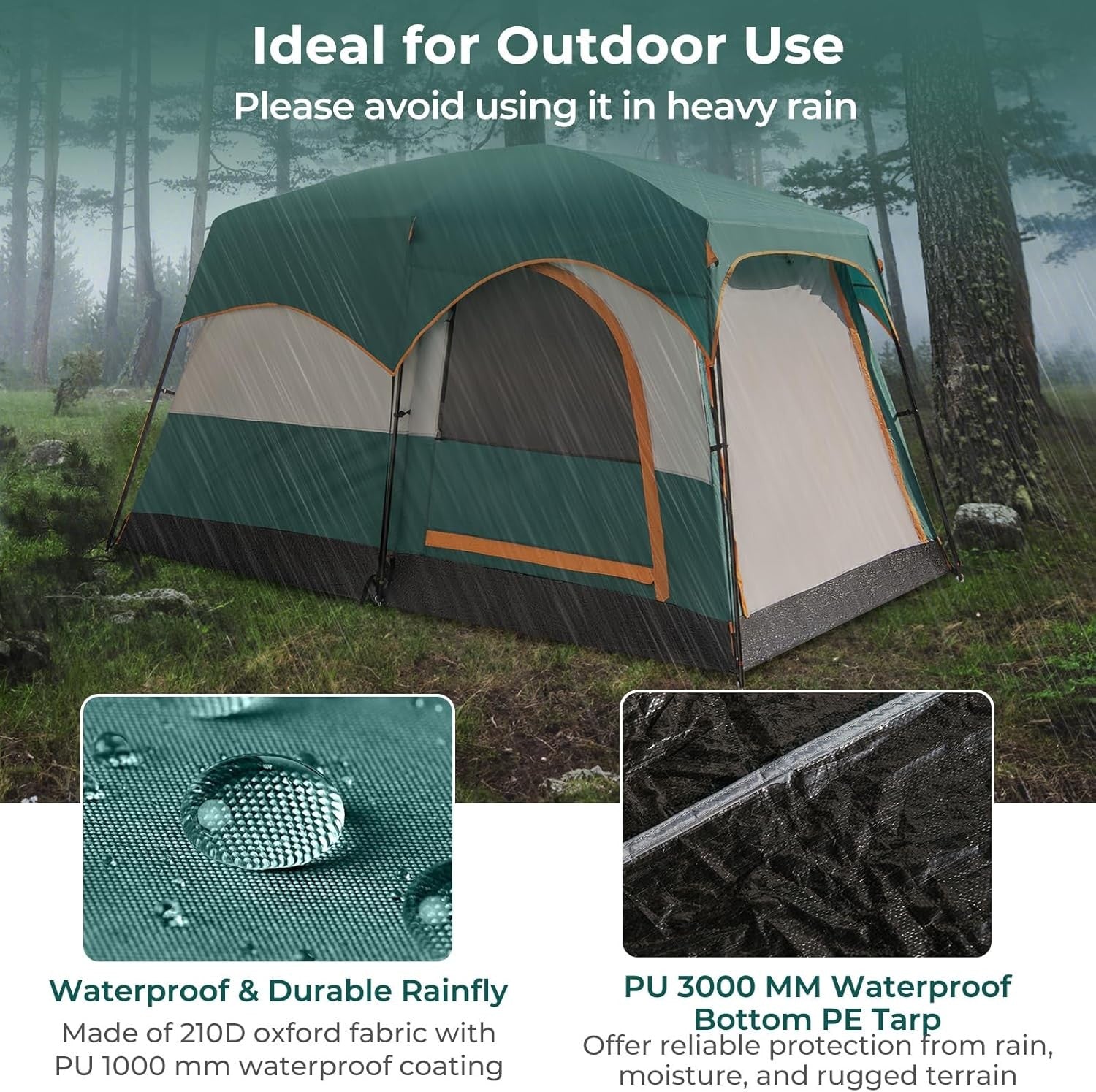 4-6 Person Family Camping Tent Waterproof 2-Room Rainfly Mesh