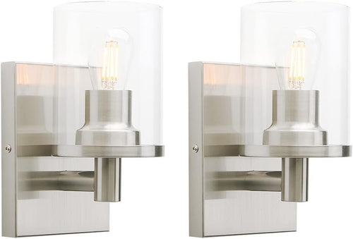 Modern Glass Wall Sconces Set of 2, Dimmable Vintage Style Indoor Lights