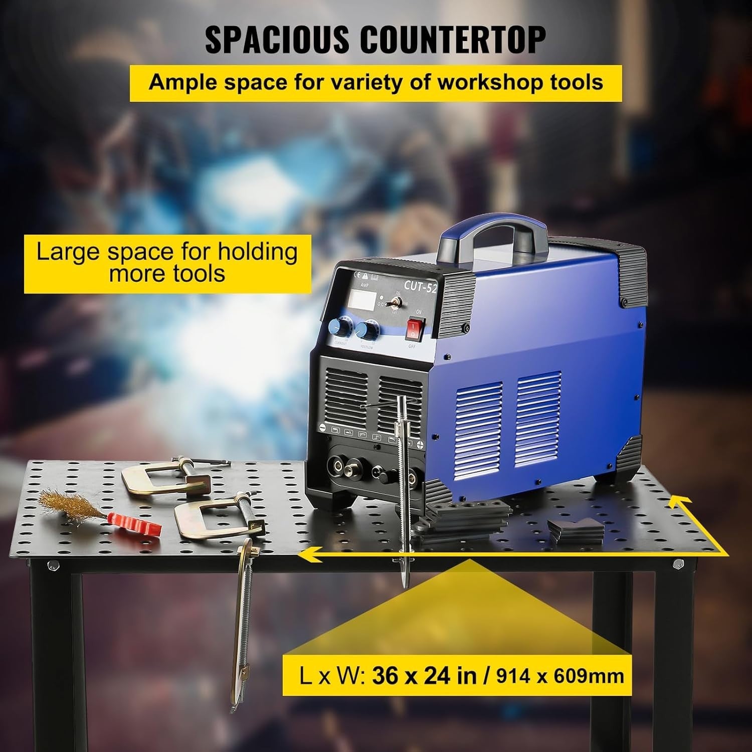 Welding Table 36"x24" 800lbs Capacity Steel Workbench 0.63" Holes Non-Slip