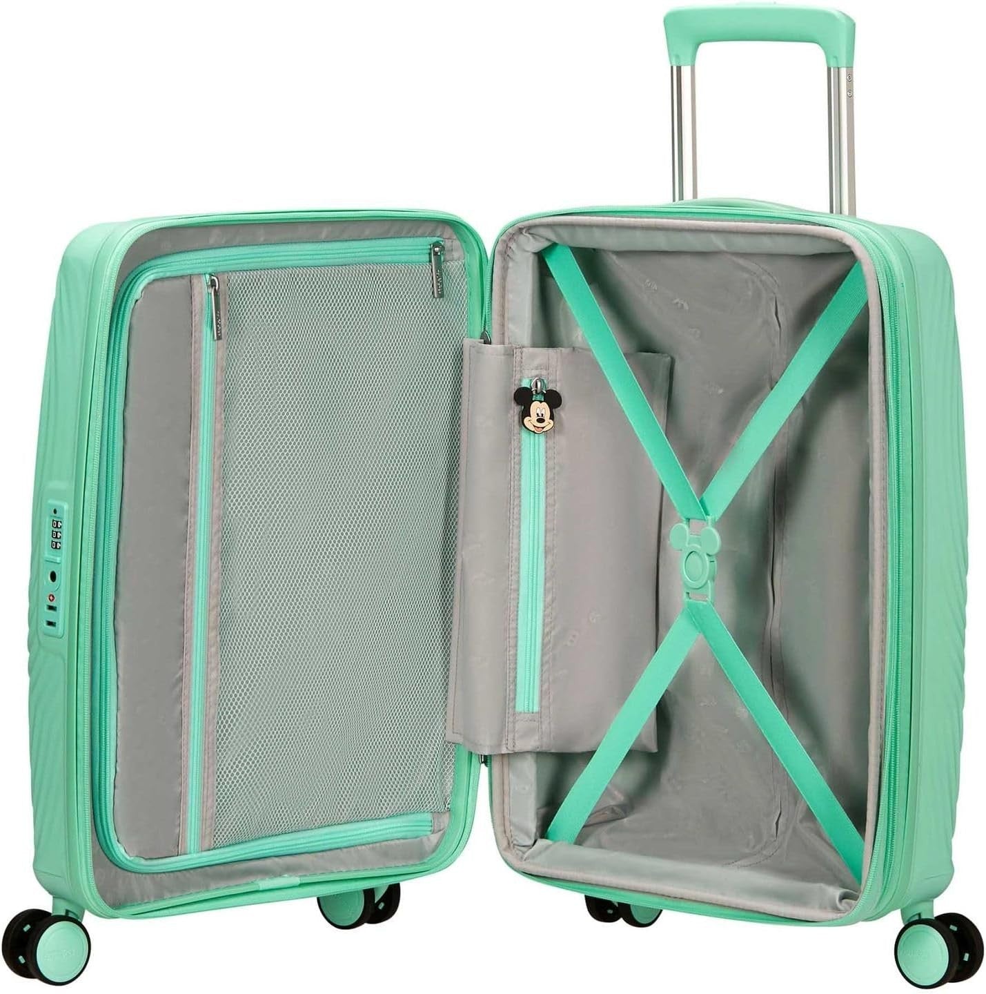 Cabin Hard Shell Suitcase Expandable 55cm TSA Lock Spinner Wheels Mint