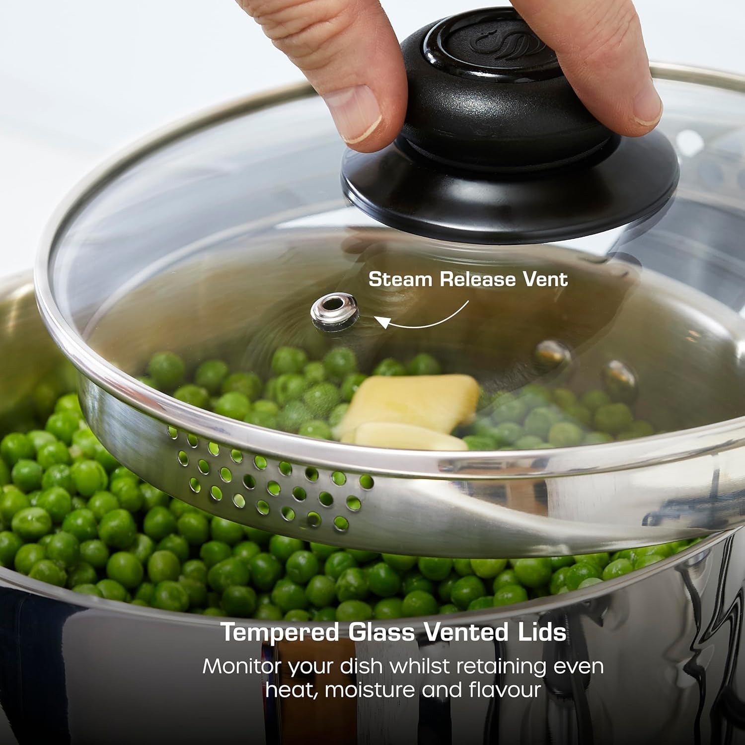 20cm Stainless Steel Saucepan Cookware with Glass Lids Suitable for All Hob Type