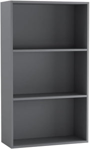 3 Tier Wooden Bookcase Compact Storage Display Shelf Modern Cabinet Grey