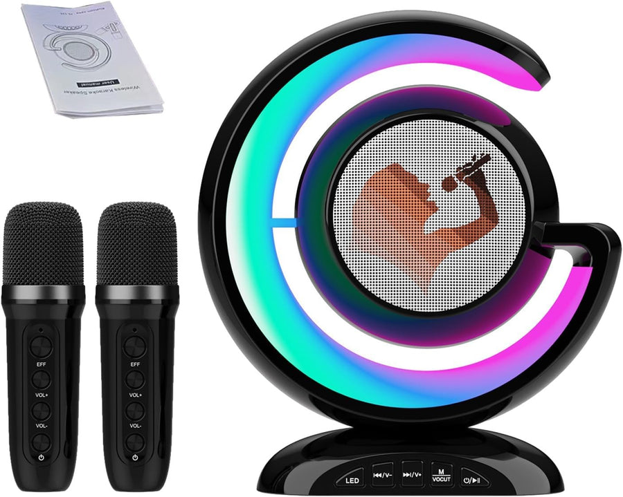 Wireless Karaoke Machine with 2 Mics, LED Light Effects & Bluetooth