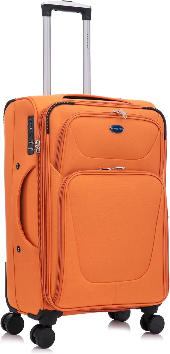 26” Medium Softshell Check In Suitcase Expandable Lightweight 4 Spinner Wheels