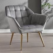 Velvet Tub Accent Chair Gold Legs Upholstered Armchair