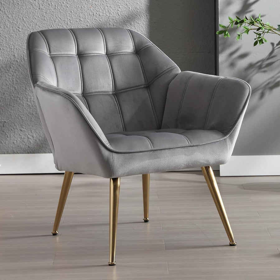 Velvet Tub Accent Chair Gold Legs Upholstered Armchair