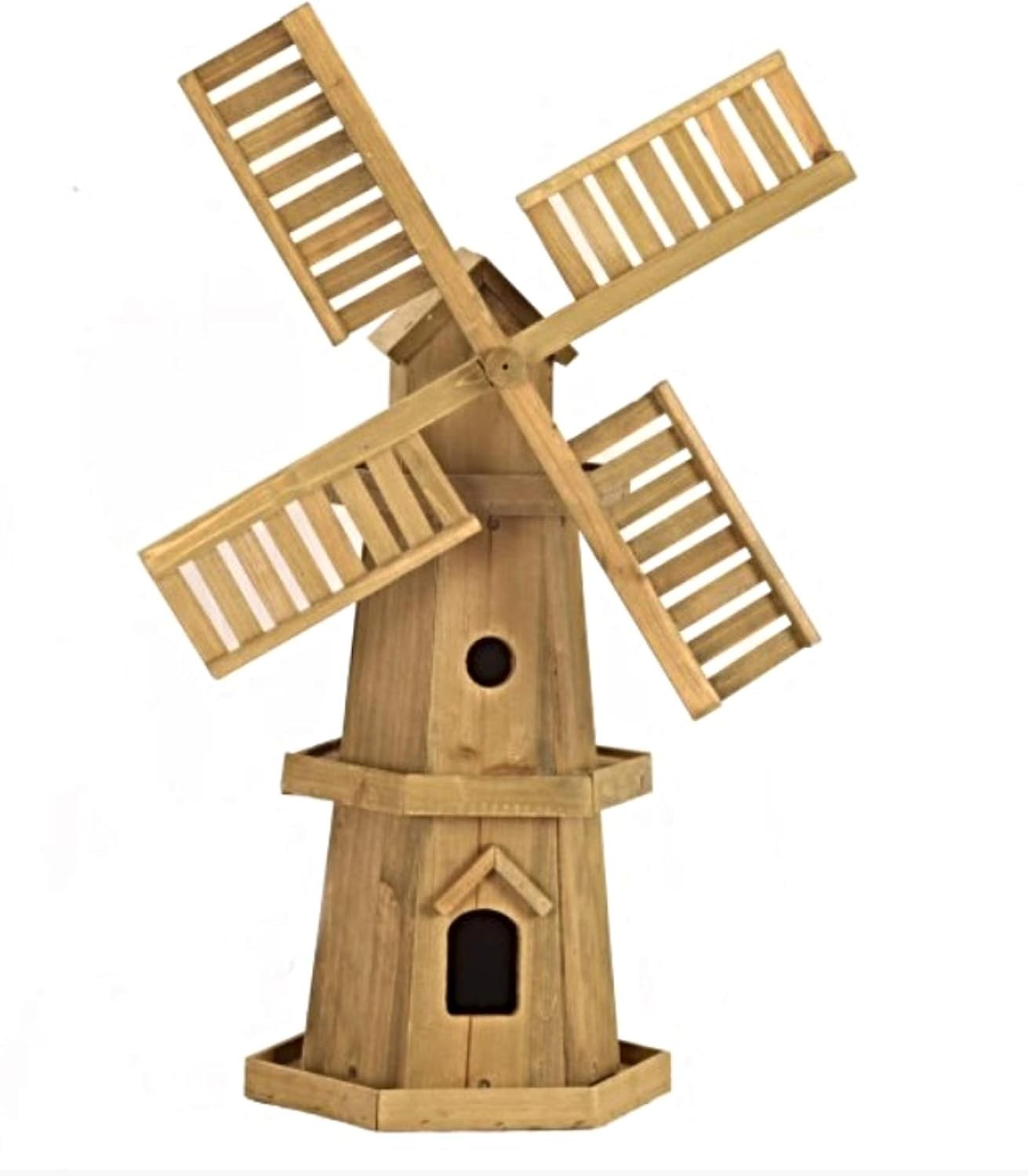 Extra Large Wooden Windmill – Garden Ornament Beige Pine Wood Easy Assembly