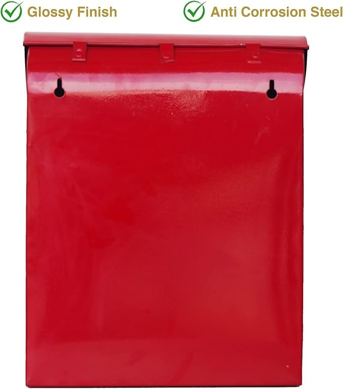 Wall Mounted Red Post Box Large | Weatherproof Mailbox Drop Chute | Easy Install