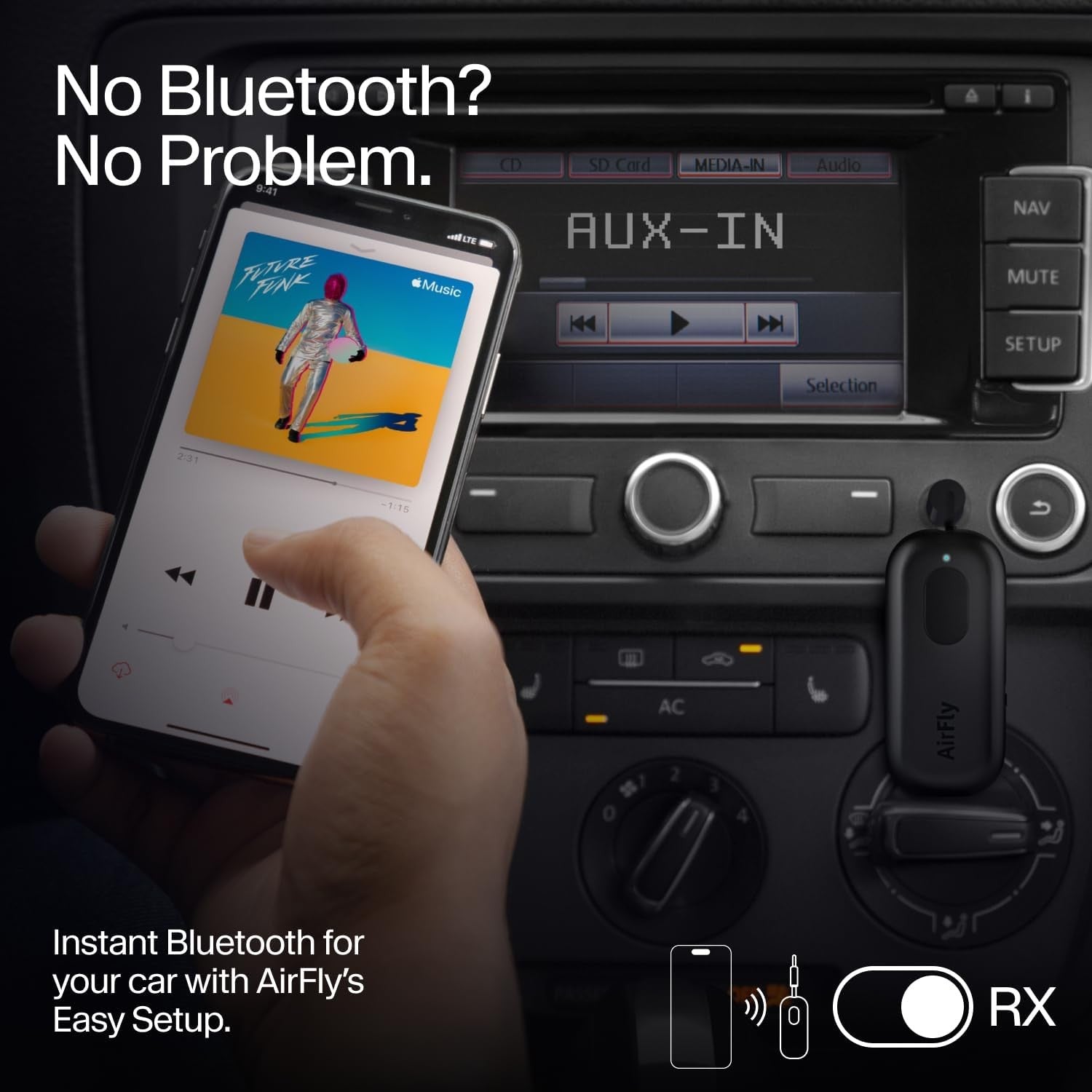 Black Bluetooth 5.0 Audio Transmitter & Receiver – Dual Headphones