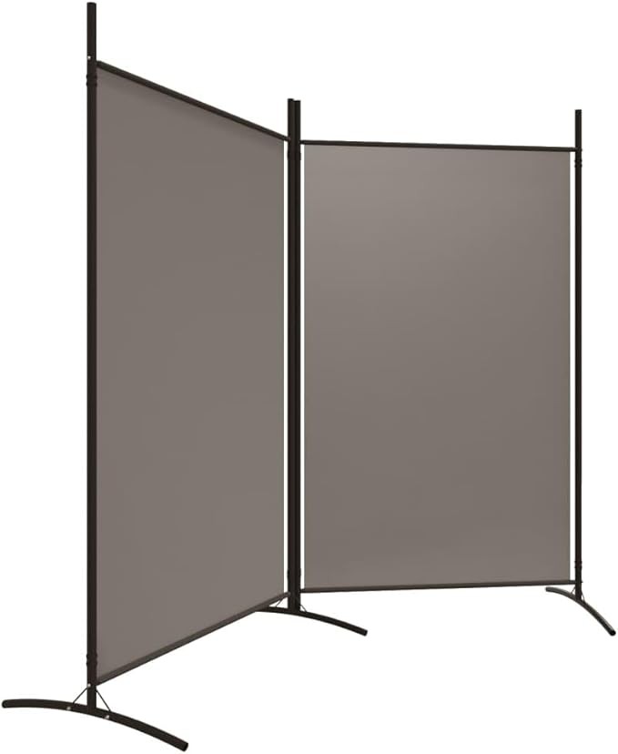 Grey 2 Panel Room Divider 175cm Folding Privacy Screen – Modern Fabric Partition