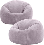 Large Cord Bean Bag Chair Set of 2 | Adult Lounger Seat for Home