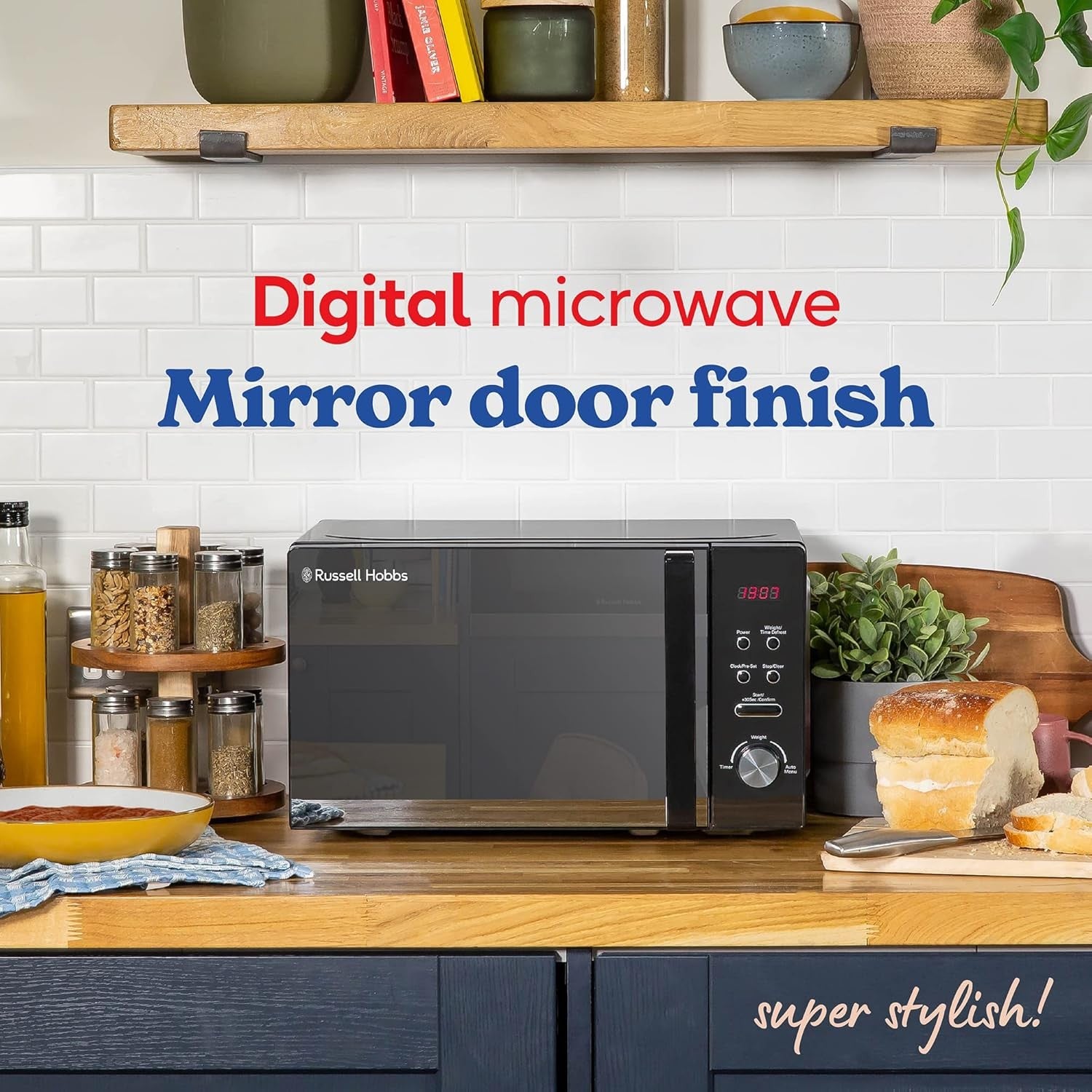 20L Digital Microwave 800W 8 Auto Menus 5 Power Levels Black