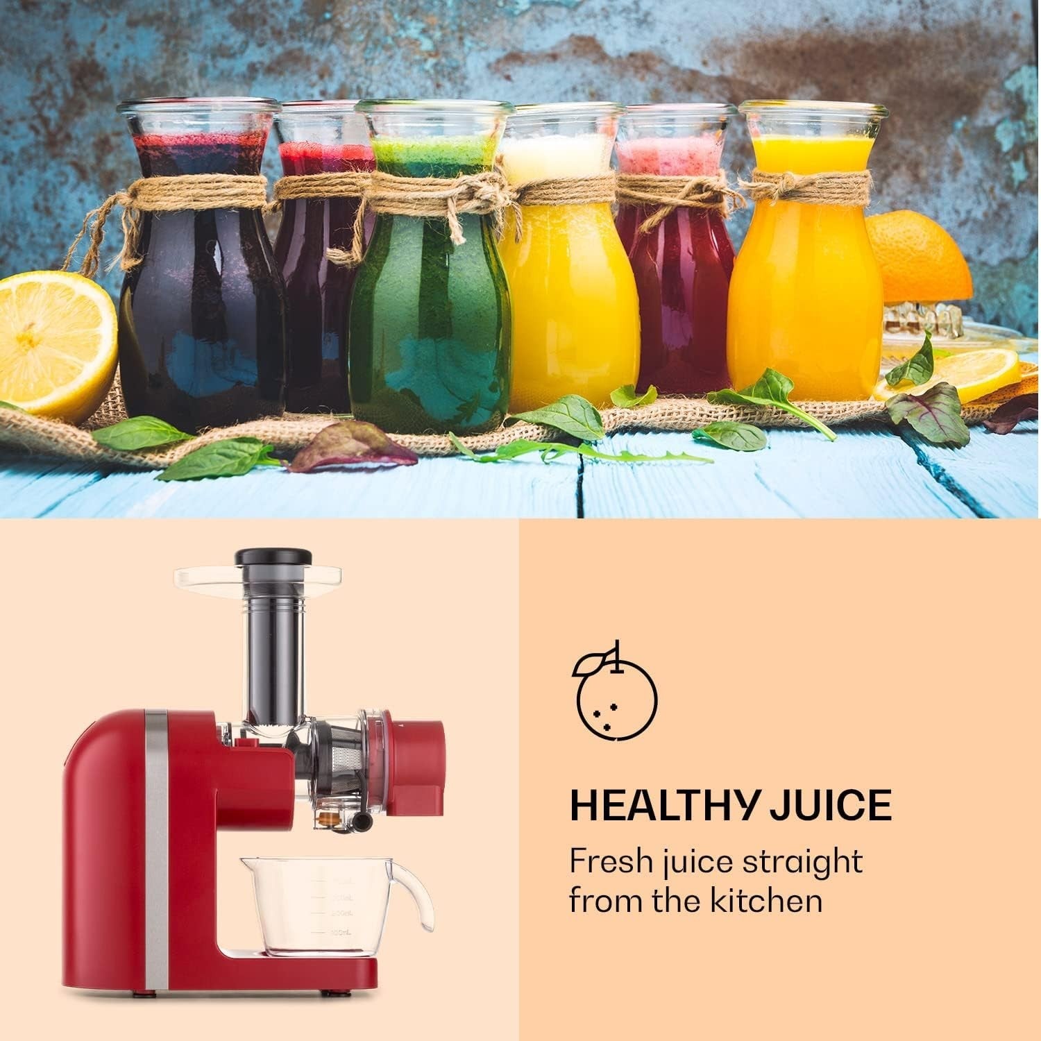 Slow Juicer 200W Vertical Cold Press Quiet Motor BPA Free Easy Clean