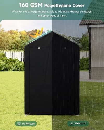 Bike Storage Shed 5x3ft Waterproof Outdoor Tent Garage Motorbike Shelter Black
