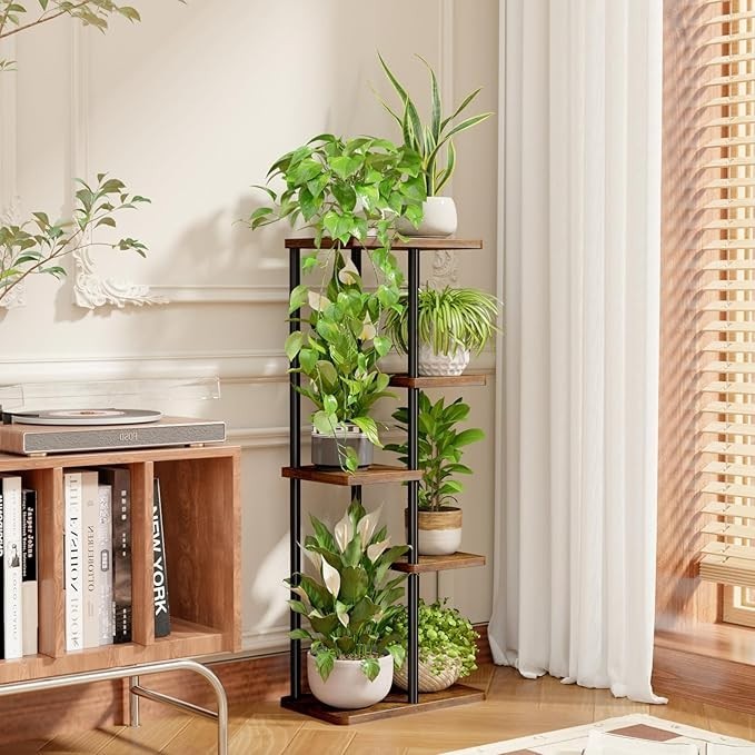 5 Tier Metal Plant Stand Indoor Outdoor Corner Flower Shelf Display Rack