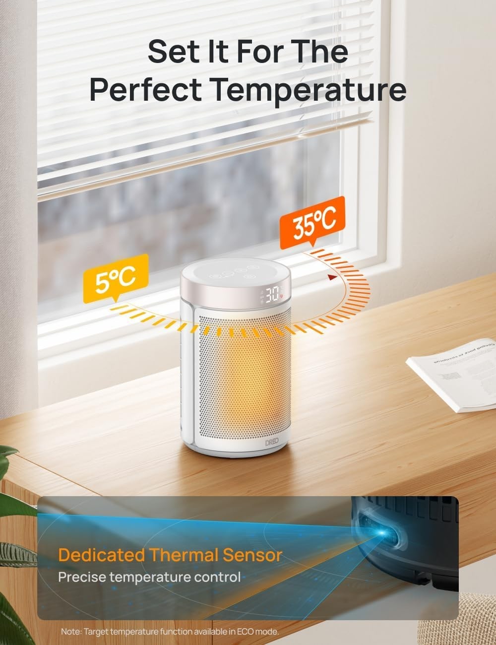 1500W Portable Ceramic Space Heater – Silent, Thermostat & Timer, Bedroom