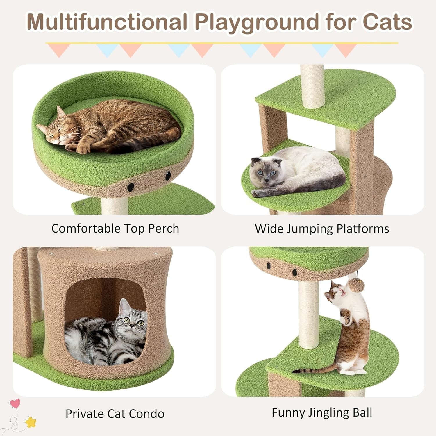 Cat Tree Tower with Scratching Posts Condo Multi Level Kitten Activity Centre