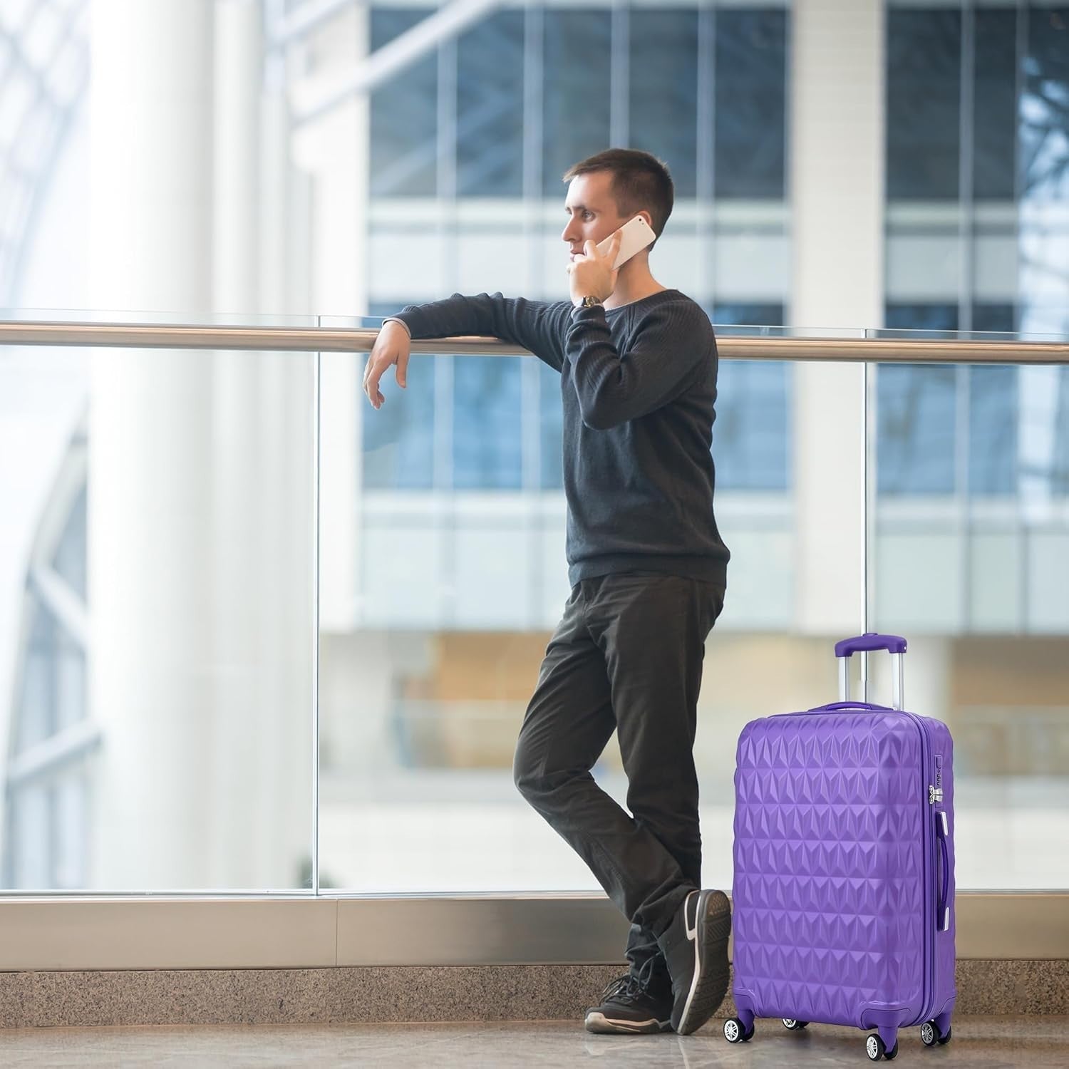ABS Medium Travel Suitcase 24 Inch Lightweight Check In Trolley 4 Wheels